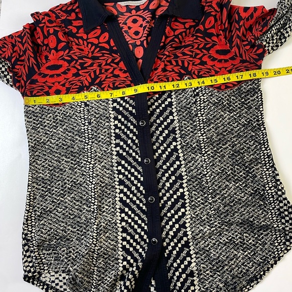 Soft Surroundings Womens Calistoga Shirt Size S Mixed Pattern Collared V-Neck - Picture 12 of 16